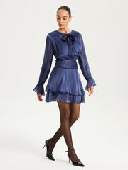 Ruched Waist Ruffle Mini Dress