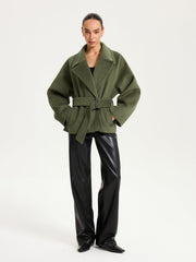 Faux Cashmere Belted Short Coat