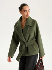 Faux Cashmere Belted Short Coat