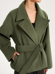 Faux Cashmere Belted Short Coat