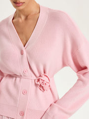 Knitted Belted Cardigan and Textured Maxi Skirt Set