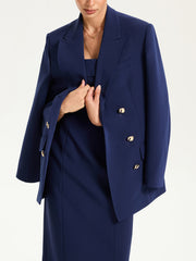 Metal Double-Breasted Oversized Blazer