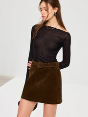 Belted Suede Mini Skirt