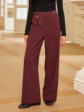 Asymmetric Waistband Straight-Leg Pants