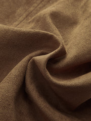 Suede Effect Embroidered Tie-Front Vest