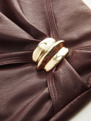 Metal Buckle Asymmetric Faux Leather Mini Skirt