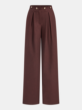Mid-Waist Pleated Wide-Leg Pants
