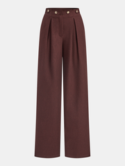 Mid-Waist Pleated Wide-Leg Pants