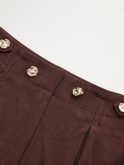 Mid-Waist Pleated Wide-Leg Pants