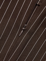 Belted Pinstripe Asymmetric Blouse