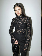 Lace High Neck Bell Sleeve Blouse