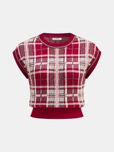 Cap Sleeve Plaid Knit Vest