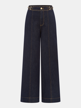 Horsebit Detail Denim Mid-Waist Jeans