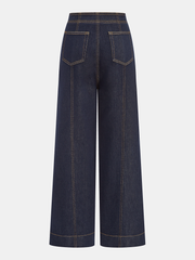 Horsebit Detail Denim Mid-Waist Jeans