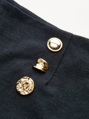 Metal Detail Mid-Waist Cuffed pants