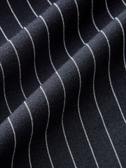 Wide-Leg Pinstriped Asymmetric Placket Pants