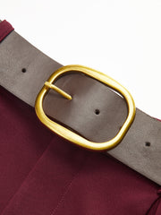 Belted Mid-Waist Wide-Leg Casual Pants