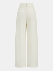 Mid-Waist Asymmetric Metal Detail Wide-Leg Pants