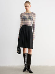 Plaid Sheer Long Sleeve Top