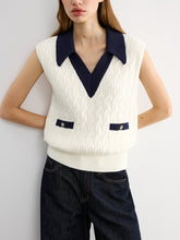 Collared Colorblock Knit Tank Top