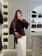 Twist Knot Balloon Sleeve Sweatshirt