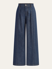 Mid-Waisted Wide-Leg Denim Pants