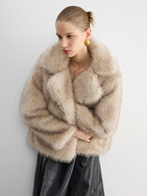 Wide Lapel Faux Fur Cropped Coat