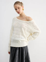 Off-Shoulder Open-Knit Sweater