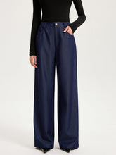 High-Waisted Wide-Leg Faux Denim Pants