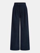 Corduroy Pleated Mid-Waist Wide-Leg Pants