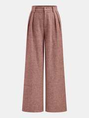 Herringbone Wool-Blend Wide-Leg Pants