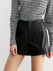 Faux Leather Belted Shorts