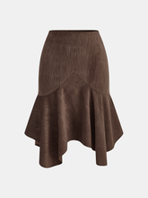 Asymmetric Ruffled Hem Midi Skirt