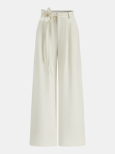 3D Floral Tie Wide-Leg Pants