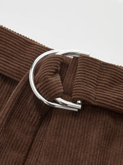 Corduroy Belted Wide-Leg Pants