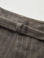 Belted Pinstripe Wide-Leg Pants