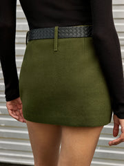 High-Waist Belted Mini Skirt