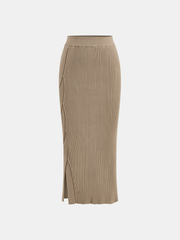 Mock Neck Cross-Over Crop Top and Midi Skirt Set