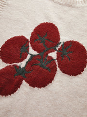 Tomato Patterned Wool Blend Knit Vest