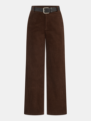 Mid-Waist Corduroy Belted Pants