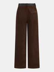Mid-Waist Corduroy Belted Pants