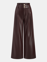 Double Waistband Faux Leather Pants