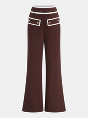 Casual Contrast Trim Flare Pants