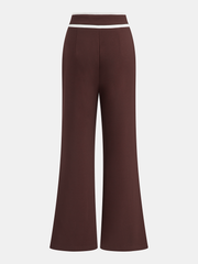Casual Contrast Trim Flare Pants