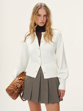 Metal Button Scalloped Edge Cardigan