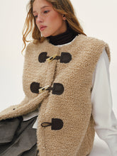 Faux Leather Buckle Fleece Sleeveless Vest