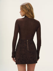 Metal Studded Suede Effect Mini Skirt