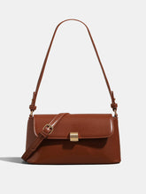 Textured Gold Clasp PU Leather Shoulder Bag