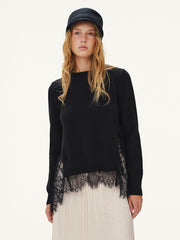 Lace Panel Knitted Sweater