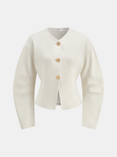 Metal Button Curved Sleeve Coat